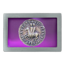 SEAL OF THE KNIGHTS TEMPLAR Purple Amethyst Rectangular Belt Buckle