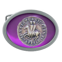 SEAL OF THE KNIGHTS TEMPLAR Purple Amethyst Oval Belt Buckle