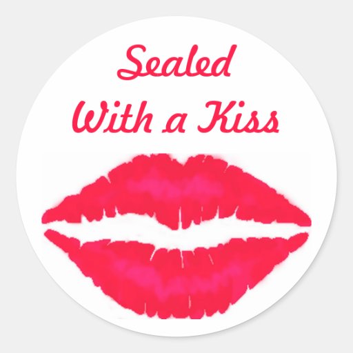 Sealed With a Kiss Round Sticker