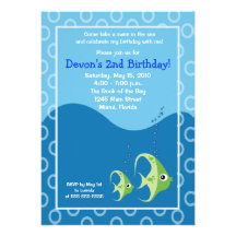 Sealife Green Fish 5x7 Birthday Invitation