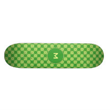 Seamless green leafy pattern skateboard