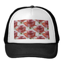 Seamless Pink Roses on Lace Photograph Trucker Hats