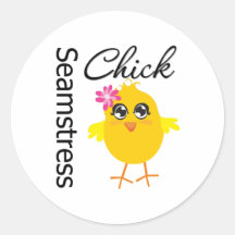 Seamstress Chick Round Sticker