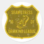 Seamstress Drinking League Round Stickers