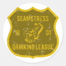 Seamstress Drinking League Round Stickers