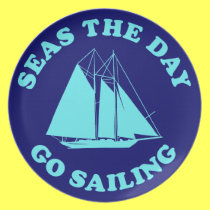 Seas The Day Go Sailing plates