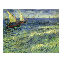 Seascape at Saintes-Maries by Vincent van Gogh Personalized Invitations