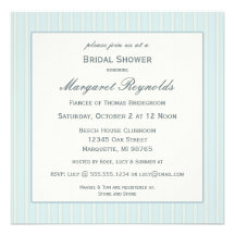 Seashell and Stripes Bridal Shower Custom Invitations