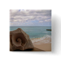 Seashell Beach Island Pinback Button