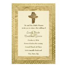 Seashell Cross Vintage Wedding Invitation