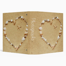 Seashell Heart with Starfish 1.5" Photo Album 3 Ring Binder