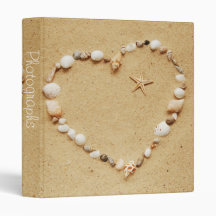 Seashell Heart with Starfish 1" Photo Album 3 Ring Binder