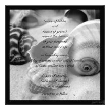 seashell white sand bw Invitation