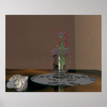 seashell with flowers print