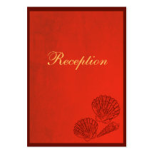 Seashells and Orange Texture Wedding Business Cards