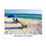 Seaside Florida Blue Beach Chairs Postcard
