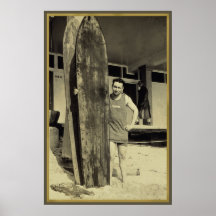 Seaside surfing in hawaii Vintage Surf Sports Fan Posters