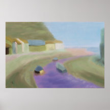 Seaside Village Boats,Poster