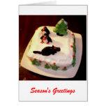 Seasonal Greeting Card - Cake  with a winter scene
