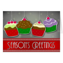 Season's Greeting Cupcakes Ornament Greeting Card