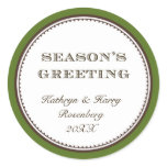 Season's greeting green elegant holiday gift tag