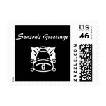 Season's Greetings, bell in black and white Postage Stamps