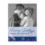 Seasons Greetings Blue Snowflakes Photo Postcard
