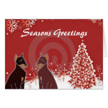 Seasons Greetings Dobies Greeting Card