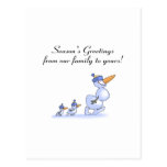 Seasons Greetings From Our Family To Yours Snowman Postcard