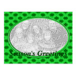 Seasons Greetings green floral  photoframe Post Cards