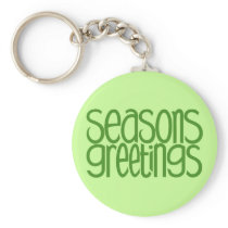 Seasons Greetings Green Keychain