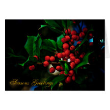 Seasons Greetings Holly Christmas Card
