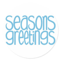 Seasons Greetings Ice Blue Sticker