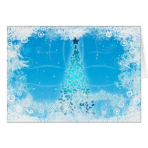 Season's Greetings Modern Christmas Tree Card With
