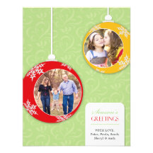 Season's Greetings Photo Ornaments Flat Card Invitations