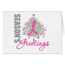 Season's Greetings Pink Ribbon Tree Card