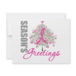 Season's Greetings Pink Ribbon Tree Custom Invite