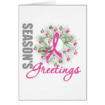 Season's Greetings Pink Ribbon Wreath Card
