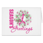 Season's Greetings Pink Ribbon Wreath Greeting Card
