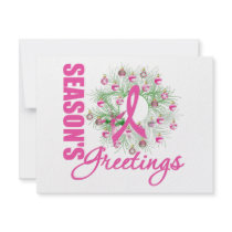 Season's Greetings Pink Ribbon Wreath