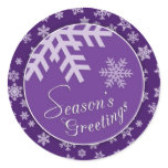 Season's Greetings Purple Snowflake Sticker