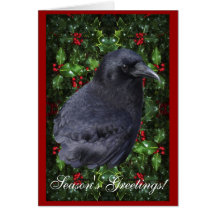 "Season's Greetings" Raven Wildlife Xmas Card