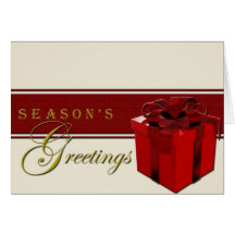 Season's Greetings Red Gift Box card
