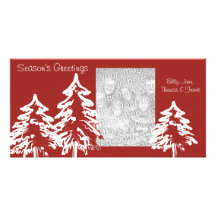 Season's Greetings Red Photocard Photo Greeting Card