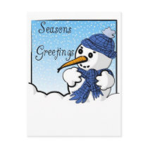 Seasons Greetings Snowman Postcard