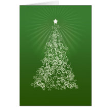Season's Greetings Swirl Christmas tree - Green Greeting Cards