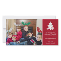 Season's Greetings Tree Photo Cards (Burgandy Red)