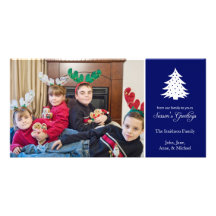 Season's Greetings Tree Photo Cards (Navy Blue)