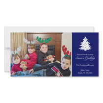 Season's Greetings Tree Photo Cards (Navy Blue)