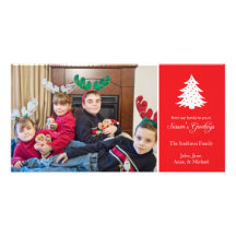 Season's Greetings Tree Photo Cards (Red)
